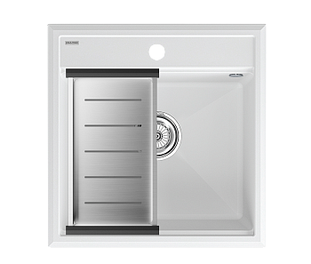 Кухонная мойка + коландер Paulmark PM115051-WH+A375-BS 50х50 цвет белый